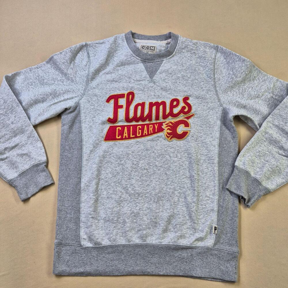 Calgary Flames Sweatshirt Mens Medium Gray NHL Hockey CCM Official Vintage